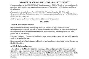 Decision No. 18/2008/QD-BNN, regulating husbandry