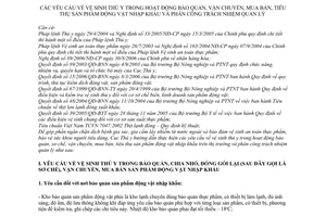 Hướng dẫn 111/HD-TY-KD vệ sinh thú y hoạt động bảo quản, vận chuyển, mua bán, tiêu thụ sản phẩm động vật nhập khẩu phân công trách nhiệm quản lý