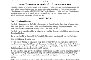 Quyết định 19/2008/QĐ-BNN quy định chức năng, nhiệm vụ, quyền hạn và cơ cấu tổ chức của Cục Thú y