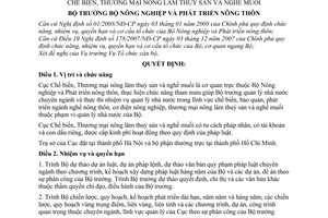 Quyết định  20/2008/QĐ-BNN quy định chức năng, nhiệm vụ, quyền hạn và cơ cấu tổ chức của Cục Chế biến, Thương mại nông lâm thuỷ sản và nghề muối