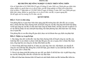 Quyết định 15/2008/QĐ-BNN  quy định chức năng, nhiệm vụ, quyền hạn và cơ cấu tổ chức của Văn phòng bộ