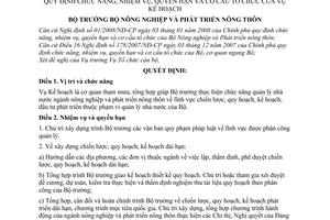 Quyết định  08/2008/QĐ-BNN  quy định chức năng, nhiệm vụ, quyền hạn và cơ cấu tổ chức của Vụ kế hoạch