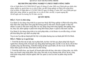 Quyết định  27/2008/QĐ-BNN  quy định chức năng, nhiệm vụ, quyền hạn và cơ cấu tổ chức của Cục Quản lý xây dựng công trình