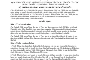 Quyết định 29/2008/QĐ-BNN quy định chức năng, nhiệm vụ, quyền hạn và cơ cấu tổ chức của Cục Quản lý chất lượng nông lâm sản và thuỷ sản