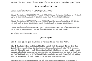 Quyết định 205/QĐ-UBND năm 2008 thành lập Ban quản lý Khu kinh tế cửa khẩu Hoa L