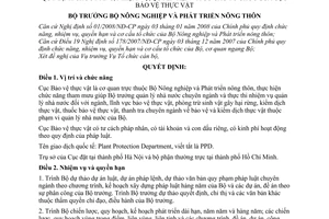 Quyết định 17/2008/QĐ-BNN quy định chức năng, nhiệm vụ, quyền hạn và cơ cấu tổ chức của Cục Bảo vệ thực vật