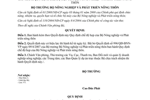 Quyết định  373/QĐ-BNN-VP  Quy định chế độ họp của Bộ Nông nghiệp và Phát triển nông thôn