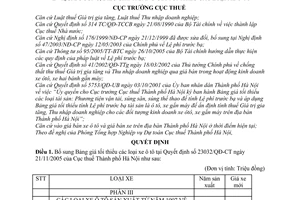 Quyết định  1457/QĐ-CT-THNVDT  bổ sung, điều chỉnh bảng giá tối thiểu các loại xe ô tô
