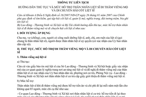 Thông tư liên tịch 01/2008/TTLT-BLĐTBXH-BTC hướng dẫn thủ tục và mức hỗ trợ thân nhân liệt sĩ đi thăm viếng mộ và di chuyển hài cốt liệt sĩ