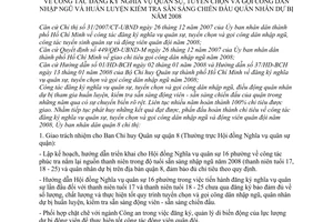Chỉ thị 03/2008/CT-UBND công tác đăng ký NVQS tuyển chọn gọi công dân nhập ngũ huấn luyện kiểm tra sẵn sàng chiến đấu quân nhân dự bị 2008