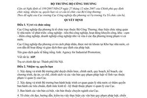 Quyết định 0799/QĐ-BCT chức năng, nhiệm vụ cơ cấu tổ chức Cục Công nghiệp địa phương