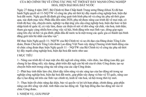 Chương trình hành động 190/CTr-TLĐ năm 2008 Công tác phụ nữ thời kỳ công nghiệp hóa hiện đại hóa