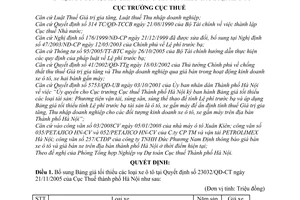 Quyết định  1616/QĐ-CT-THNVDT bổ sung, điều chỉnh bảng giá tối thiểu các loại xe ô tô