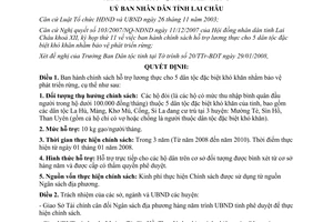 Quyết định 04/2008/QĐ-UBND hỗ trợ lương thực cho 5 dân tộc đặc biệt khó khăn bảo vệ rừng Lai Châu