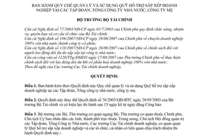 Quyết định  09/2008/QĐ-BTC quy chế quản lý và sử dụng quỹ hỗ trợ sắp xếp DN tập đoàn, tổng công ty NN, công ty mẹ