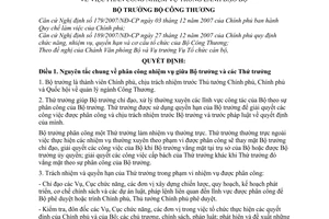 Quyết định  0820/QĐ-BCT  phân công nhiệm vụ trong lãnh đạo bộ