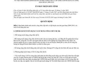 Quyết định  05/2008/QĐ-UBND chính sách cán bộ, công chức cấp tỉnh, cấp huyện của tỉnh, giai đoạn 2008-2010