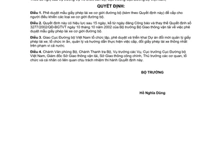 Quyết định  02/2008/QĐ-BGTVT  phê duyệt mẫu giấy phép lái xe cơ giới đường bộ