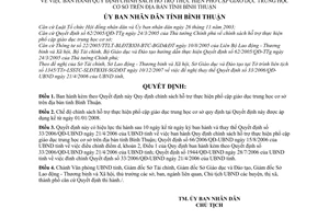Quyết định 01/2008/QĐ-UBND  quy định chính sách hỗ trợ thực hiện phổ cập giáo dục trung học cơ sở trên địa bàn tỉnh Bình Thuận