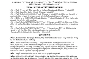 Quyết định 01/2008/QĐ-UBND  quy định về khoán bảo trì các công trình cầu, đường bộ trên địa bàn  Đà Nẵng