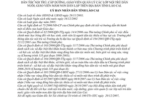 Quyết định 01/2008/QĐ-UBND quy định chế độ HS nội trú dân nuôi, học sinh DTNT;cấp dưỡng GV quản lý lớp nội trú dân nuôi;GV mầm non dân lập Lào Cai