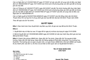 Quyết định 05/2008/QĐ-UBND quy định về giá đất tại tỉnh Bình Thuận