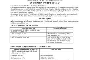 Quyết định 02/2008/QĐ-UBND chế độ miễn, giảm và điều chỉnh tỷ lệ để lại đơn vị thu đối với  phí, lệ phí trên địa bàn tỉnh long An