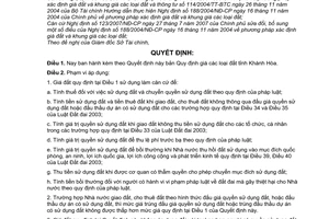 Quyết định  01/2008/QĐ-UBND  quy định giá các loại đất năm 2008