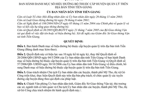 Quyết định  01/2008/QĐ-UBND  danh mục số hiệu đường bộ thuộc cấp huyện quản lý trên địa bàn tỉnh Tiền Giang