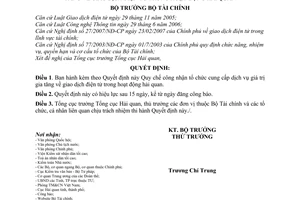 Quyết định 01/2008/QĐ-BTC  quy chế công nhận tổ chức cung cấp dịch vụ giá trị gia tăng giao dịch điện tử trong hoạt động hải quan