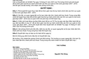 Quyết định  07/QĐ-TTg phê duyệt kế hoạch thực hiện đề án đơn giản hoá thủ tục hành chính trên các lĩnh vực quản lý nhà nước giai đoạn 2007 - 2010
