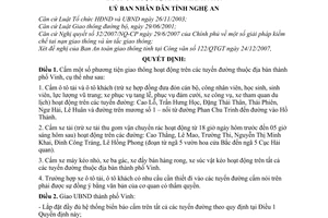 Quyết định 01/2008/QĐ-UBND cấm phương tiện giao thông Tuyến đường thành phố