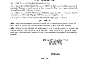 Quyết định số 08/QĐ-UBND 2008 mức tiêu hao nhiên liệu xe ô Bình Định