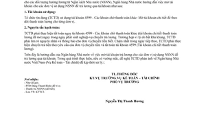 Công văn 1189/NHNN-KTTC hướng dẫn tài khoản sử dụng để chuyển trả lương cho cán