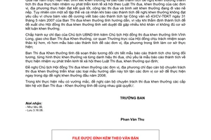 Công văn 23/CV-BTĐKT  bình xét khen thưởng và báo cáo thành tích