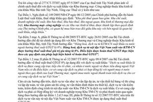 Công văn 779/TCT-CS chính sách thuế dịch vụ xuất khẩu vào Khu thương mại - Công nghiệp thuộc khu kinh tế cửa khẩu Mộc Bài tỉnh Tây Ninh