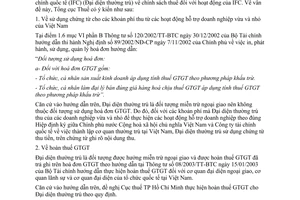 Công văn  761/TCT-CS chính sách thuế đối với hoạt động của Tài chính quốc tế