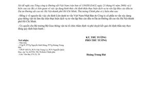 Công văn  213/TTg-CN  dự án Đường sắt cao tốc Hà Nội- Hồ Chí Minh