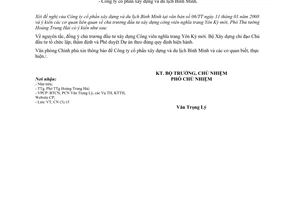 Công văn  901/VPCP-CN chủ trương đầu tư xây dựng công viên nghĩa trang Yên Kỳ mới