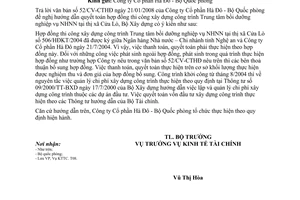 Công văn 18/BXD-KTTC  hướng dẫn điều chỉnh giá hợp đồng thi công xây dựng