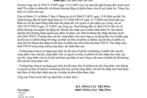 Công văn 835/TCT-TNCN chính sách thuế Thu nhập cá nhân khoản thưởng bằng cổ phiếu được chia từ quỹ phúc lợi