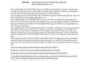 Công văn 1459/NHNN-KTTC sửa đổi huỷ bỏ  TK trong Hệ thống tài khoản kế toán Quỹ tín dụng nhân dân cơ sở