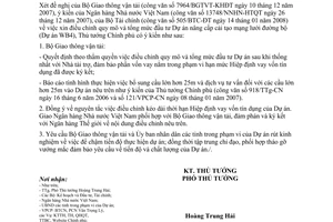 Công văn 254/TTg-CN năm 2008 điều chỉnh dự án nâng cấp mạng lưới đường bộ