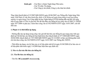 Công văn 1515/NHNN-THNH 2008 Bổ sung chỉnh sửa Quy định tên cấu trúc file Báo cáo thống kê