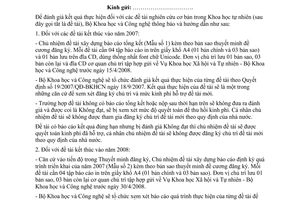Công văn  397/BKHCN-XHTN  hướng dẫn báo cáo kết quả thực hiện đề tài nghiên cứu cơ bản