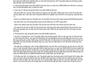 Công văn  1471/BGDĐT-KHTC  hướng dẫn xây dựng kế hoạch mua sắm thiết bị giáo dục 2008-2009