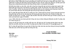 Công văn  507/BTP-TCCB  báo cáo thực trạng và nhu cầu đào tạo đội ngũ cán bộ tư pháp địa phương