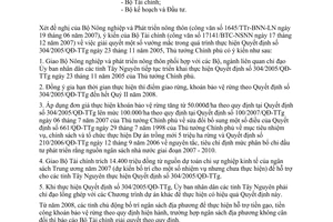 Công văn  303/TTg-NN giải quyết vướng mắc trong quá trình thực hiện QĐ 304/2005/QĐ-TTg
