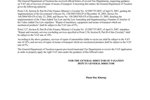 Official Dispatch No. 774/TCT-CS on value-added tax (vat) rate of services