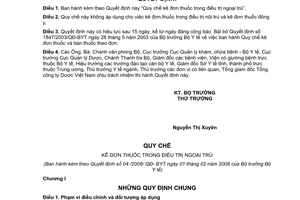 Quyết định 04/2008/QĐ-BYT  quy chế kê đơn thuốc trong điều trị ngoại trú